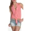 Ärmellose Chiffon Bluse Zum Binden Transparent Coral 1 Ärmellose Chiffon Bluse Zum Binden Transparent Coral -Look Motto Verkäufe aermellose chiffon bluse zum binden transparent coral