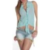 Ärmellose Chiffon Bluse Zum Binden Transparent Mintgrün -Look Motto Verkäufe aermellose chiffon bluse zum binden transparent mintgruen