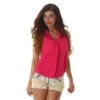 Ärmellose Damen Chiffon Bluse Halbtransparent Pink -Look Motto Verkäufe aermellose damen chiffon bluse halbtransparent pink