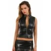 Ärmelloses Damen Kunstleder Shirt Mit Zipper Clubwear Schwarz -Look Motto Verkäufe aermelloses damen kunstleder shirt mit zipper clubwear schwarz