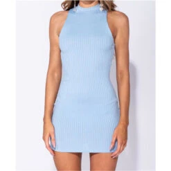 Ärmelloses Rippstrick Minikleid Mit Stehkragen Babyblau 11 Ärmelloses Rippstrick Minikleid Mit Stehkragen Babyblau -Look Motto Verkäufe aermelloses rippstrick minikleid mit stehkragen babyblau3
