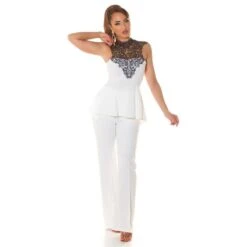 Ausgestelltes Damen Longtop Mit Häkelspitze Weiß/Schwarz -Look Motto Verkäufe ausgestelltes damen longtop mit haekelspitze weiss schwarz5