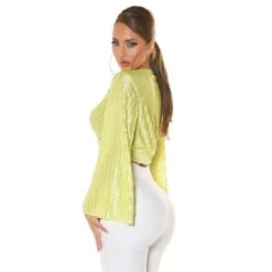 Bauchfreie Damen Langarm-Bluse In Wickel-Optik Hellgrün -Look Motto Verkäufe bauchfreie damen langarm bluse in wickel optik hellgruen5