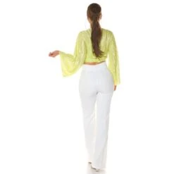 Bauchfreie Damen Langarm-Bluse In Wickel-Optik Hellgrün -Look Motto Verkäufe bauchfreie damen langarm bluse in wickel optik hellgruen8