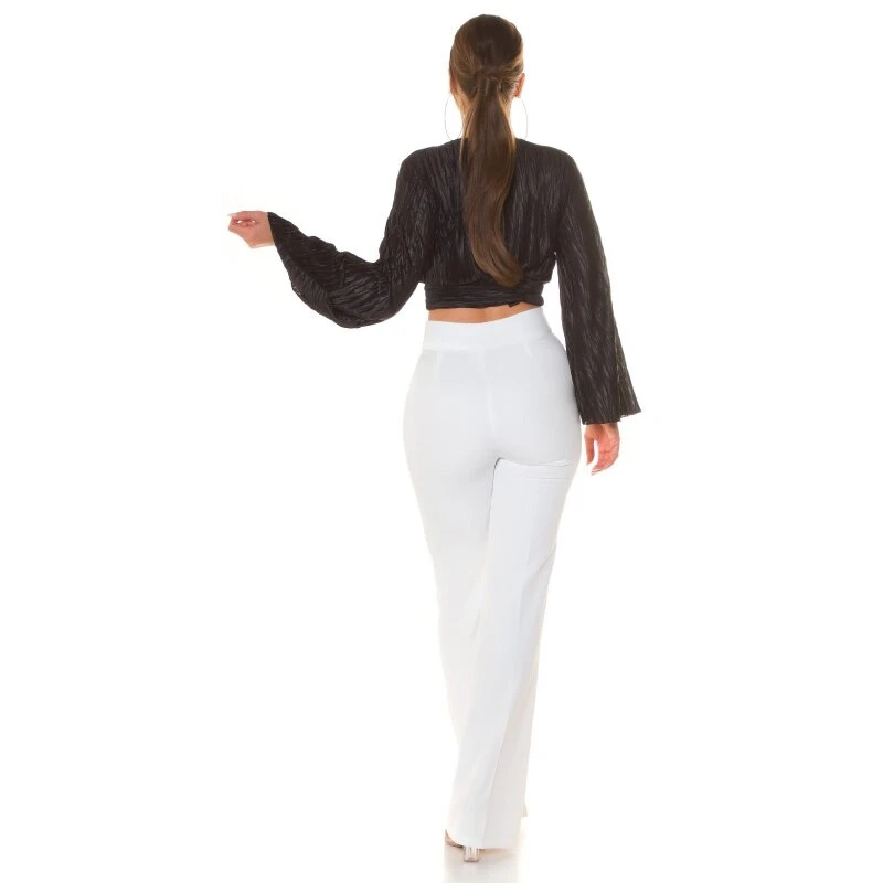 Bauchfreie Damen Langarm-Bluse In Wickel-Optik Schwarz 9 Bauchfreie Damen Langarm-Bluse In Wickel-Optik Schwarz – Bild 7