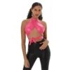 Bauchfreies Damen Neckholder-Wickeltop Aus Lederimitat Pink 1 Bauchfreies Damen Neckholder-Wickeltop Aus Lederimitat Pink -Look Motto Verkäufe bauchfreies damen neckholder wickeltop aus lederimitat pink