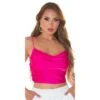 Bauchfreies Damen Satin Träger-Top Wasserfall Pink -Look Motto Verkäufe bauchfreies damen satin traeger top wasserfall pink