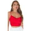 Bauchfreies Damen Satin Träger-Top Wasserfall Rot 1 Bauchfreies Damen Satin Träger-Top Wasserfall Rot -Look Motto Verkäufe bauchfreies damen satin traeger top wasserfall rot