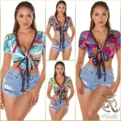Bauchfreies Damen Sommer Wickeltop Mit Fantasy-Print Weiß 13 Bauchfreies Damen Sommer Wickeltop Mit Fantasy-Print Weiß -Look Motto Verkäufe bauchfreies damen sommer wickeltop mit fantasy print weiss6