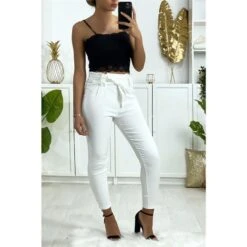 Bauchfreies Damen Spaghettiträger-Top Aus Spitze Schwarz