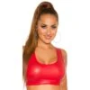 Bauchfreies Damen Tanktop In Leder-Look Gogo Clubwear Rot -Look Motto Verkäufe bauchfreies damen tanktop in leder look gogo clubwear rot