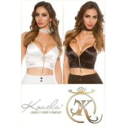 Bauchfreies Damen Träger Bustier-Top Aus Satin Weiß -Look Motto Verkäufe bauchfreies damen traeger bustier top aus satin weiss6