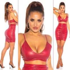 Bauchfreies Damen Träger-Top In Leder-Look Clubwear Bordeaux 10 Bauchfreies Damen Träger-Top In Leder-Look Clubwear Bordeaux -Look Motto Verkäufe bauchfreies damen traeger top in leder look clubwear bordeaux4