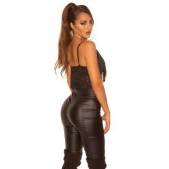 Bauchfreies Damen Träger-Top Mit Fransen Schwarz -Look Motto Verkäufe bauchfreies damen traeger top mit fransen schwarz4