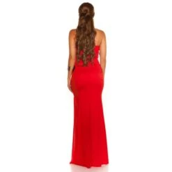 Bodenlanges Bandeau Abendkleid Mit Stickerei Rot/Schwarz -Look Motto Verkäufe bodenlanges bandeau abendkleid mit stickerei rot schwarz7