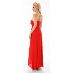 Bodenlanges Cocktail Abendkleid Mit Chiffon-Schleier Rot -Look Motto Verkäufe bodenlanges cocktail abendkleid mit chiffon schleier rot5