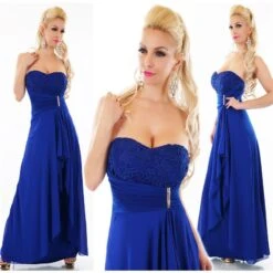 Bodenlanges Cocktail Abendkleid Mit Chiffon-Schleier Royal Blau