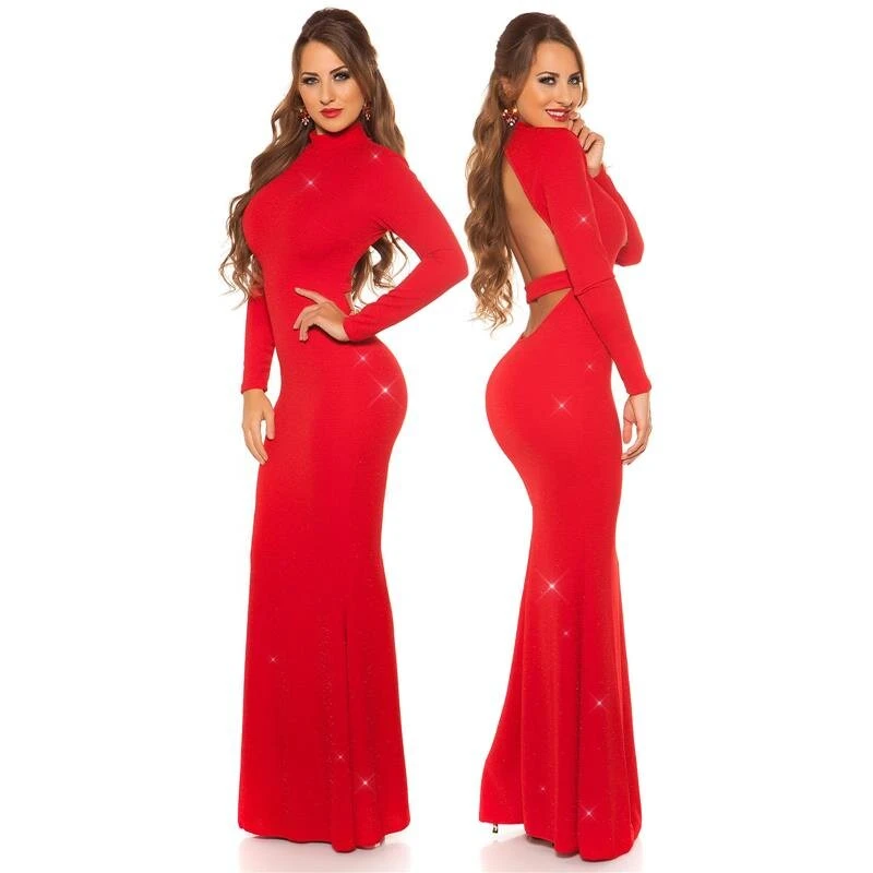 Bodenlanges Damen Glitzer-Abendkleid Red-Carpet Look Rot 3 Bodenlanges Damen Glitzer-Abendkleid Red-Carpet Look Rot