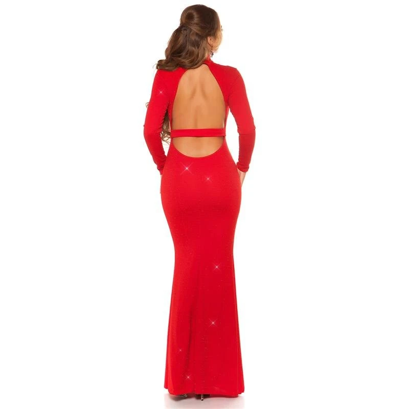 Bodenlanges Damen Glitzer-Abendkleid Red-Carpet Look Rot 5 Bodenlanges Damen Glitzer-Abendkleid Red-Carpet Look Rot – Bild 3