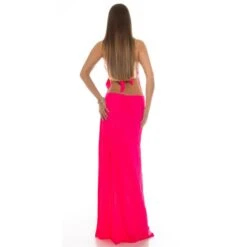 Bodenlanges Glamour Abendkleid Mit Sexy Ausschnitt Neon Pink -Look Motto Verkäufe bodenlanges glamour abendkleid mit sexy ausschnitt neon pink5