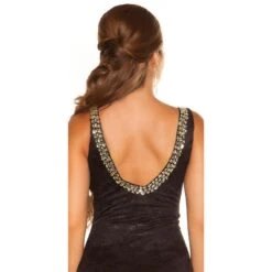 Bodenlanges Glamour Abendkleid Red Carpet-Look Schwarz -Look Motto Verkäufe bodenlanges glamour abendkleid red carpet look schwarz7