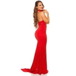 Bodenlanges Glamour Neckholder Abendkleid Mit Glitzer Rot -Look Motto Verkäufe bodenlanges glamour neckholder abendkleid mit glitzer rot3