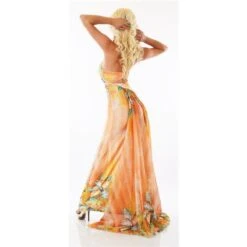 Bodenlanges One-Shoulder Abendkleid Blumen Maxikleid Orange -Look Motto Verkäufe bodenlanges one shoulder abendkleid blumen maxikleid orange3
