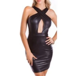 Club Minikleid Wetlook Mit überkreuzter Vorderseite Schwarz 11 Club Minikleid Wetlook Mit überkreuzter Vorderseite Schwarz -Look Motto Verkäufe club minikleid wetlook mit ueberkreuzter vorderseite schwarz5