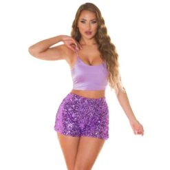 Damen Basic Crop-Top Mit Sexy Ausschnitt Flieder