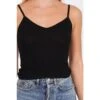 Damen Basic Feinripp Crop Top Mit Spaghettiträgern Schwarz -Look Motto Verkäufe damen basic feinripp crop top mit spaghettitraegern schwarz