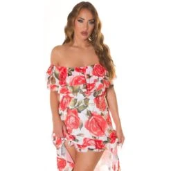 Damen Carmen-Kleid Mit Blumenmuster Inkl. Gürtel Rot 12 Damen Carmen-Kleid Mit Blumenmuster Inkl. Gürtel Rot -Look Motto Verkäufe damen carmen kleid mit blumenmuster inkl guertel rot3