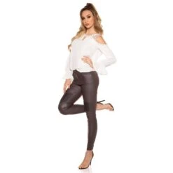 Damen Cold-Shoulder Chiffon Bluse Mit Volantärmeln Weiß -Look Motto Verkäufe damen cold shoulder chiffon bluse mit volantaermeln weiss6