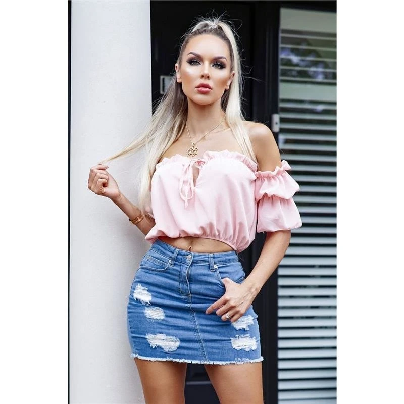 Damen Destroyed Jeans Minirock Mit Ausgefranstem Saum Blau 4 Damen Destroyed Jeans Minirock Mit Ausgefranstem Saum Blau – Bild 2