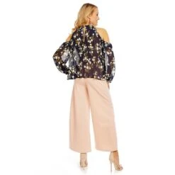 Damen Langarm Plissee Bluse Aus Chiffon Mit Blumen Marine -Look Motto Verkäufe damen langarm plissee bluse aus chiffon mit blumen marine4