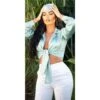 Damen Langarm Wickelbluse Bauchfrei Satin Bluse Mintgrün 2 Damen Langarm Wickelbluse Bauchfrei Satin Bluse Mintgrün -Look Motto Verkäufe damen langarm wickelbluse bauchfrei satin bluse mintgruen