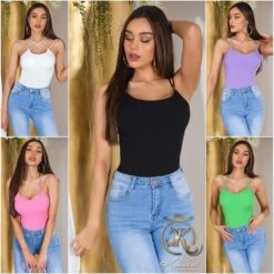 Damen Rippstrick Träger-Top Mit Gekreuzten Trägern Rosa -Look Motto Verkäufe damen rippstrick traeger top mit gekreuzten traegern rosa7