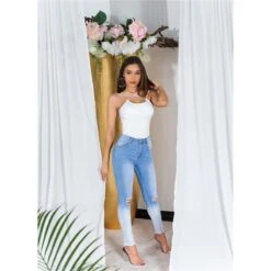 Damen Rippstrick Träger-Top Mit Gekreuzten Trägern Weiß -Look Motto Verkäufe damen rippstrick traeger top mit gekreuzten traegern weiss3