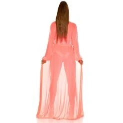 Damen Strand Kimono Lang Aus Chiffon Strandkleid Neon Coral -Look Motto Verkäufe damen strand kimono lang aus chiffon strandkleid neon coral3