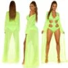 Damen Strand Kimono Lang Aus Chiffon Strandkleid Neon Grün -Look Motto Verkäufe damen strand kimono lang aus chiffon strandkleid neon gruen