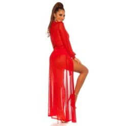 Damen Strand Kimono Lang Aus Chiffon Strandkleid Rot 9 Damen Strand Kimono Lang Aus Chiffon Strandkleid Rot -Look Motto Verkäufe damen strand kimono lang aus chiffon strandkleid rot3