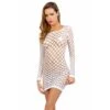 Damen Stretch Netzkleid Transparent Mit Muster Weiß -Look Motto Verkäufe damen stretch netzkleid transparent mit muster weiss