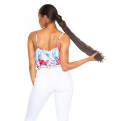 Damen Wasserfall Träger-Top Mit Blumenmuster Babyblau -Look Motto Verkäufe damen wasserfall traeger top mit blumenmuster babyblau5