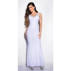 Divenhaftes Bodenlanges Gala Glamour Abendkleid Mit Strass Weiß -Look Motto Verkäufe divenhaftes bodenlanges gala glamour abendkleid mit strass weiss5