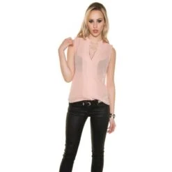 Edle ärmellose Chiffon Bluse Mit Glitzer Transparent Aprikot -Look Motto Verkäufe edle aermellose chiffon bluse mit glitzer transparent aprikot5