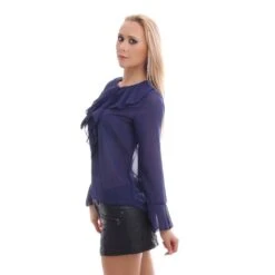 Look Motto Verkäufe -Look Motto Verkäufe edle chiffon schluppenbluse transparent mit rueschen marine2