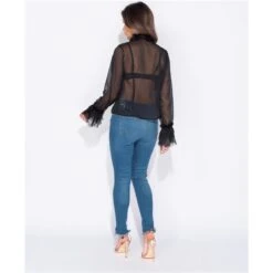 Edle Damen Chiffon Schluppenbluse Mit Volants Schwarz -Look Motto Verkäufe edle damen chiffon schluppenbluse mit volants schwarz7