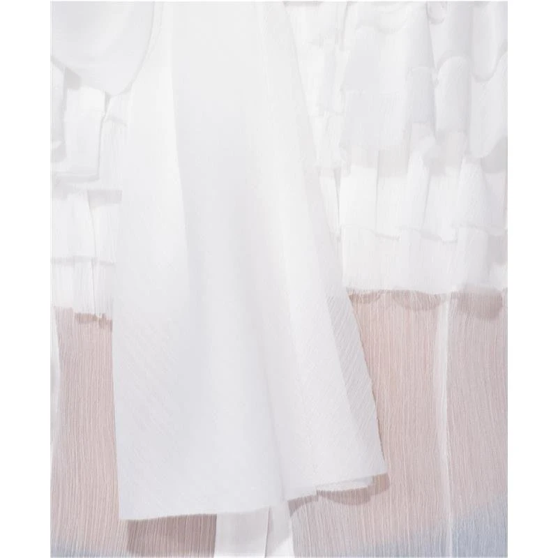 Edle Damen Chiffon Schluppenbluse Mit Volants Weiß 10 Edle Damen Chiffon Schluppenbluse Mit Volants Weiß – Bild 8