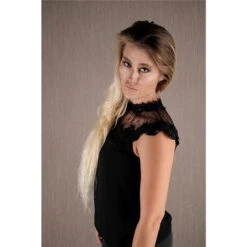 Edle Damen Kurzarm Chiffon Bluse Mit Blumenmuster Tüll Schwarz -Look Motto Verkäufe edle damen kurzarm chiffon bluse mit blumenmuster tuell schwarz5