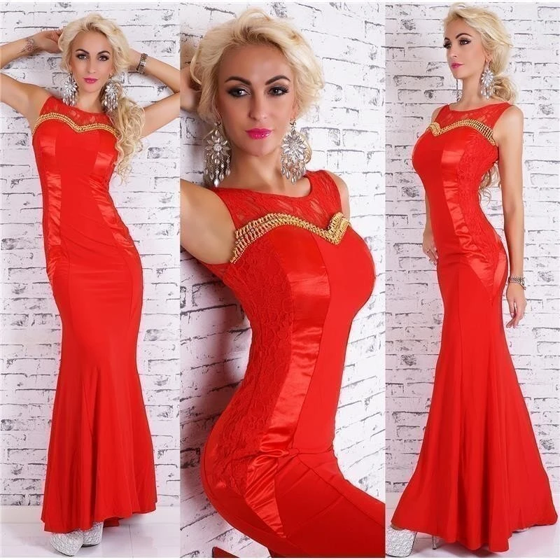 Edles Bodenlanges Gala Abendkleid Mit Ornamenten Rot 3 Edles Bodenlanges Gala Abendkleid Mit Ornamenten Rot