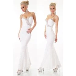 Edles Bodenlanges Meerjungfrau Trägerkleid Aus Spitze Cremeweiß 9 Edles Bodenlanges Meerjungfrau Trägerkleid Aus Spitze Cremeweiß -Look Motto Verkäufe edles bodenlanges meerjungfrau traegerkleid aus spitze cremeweiss4